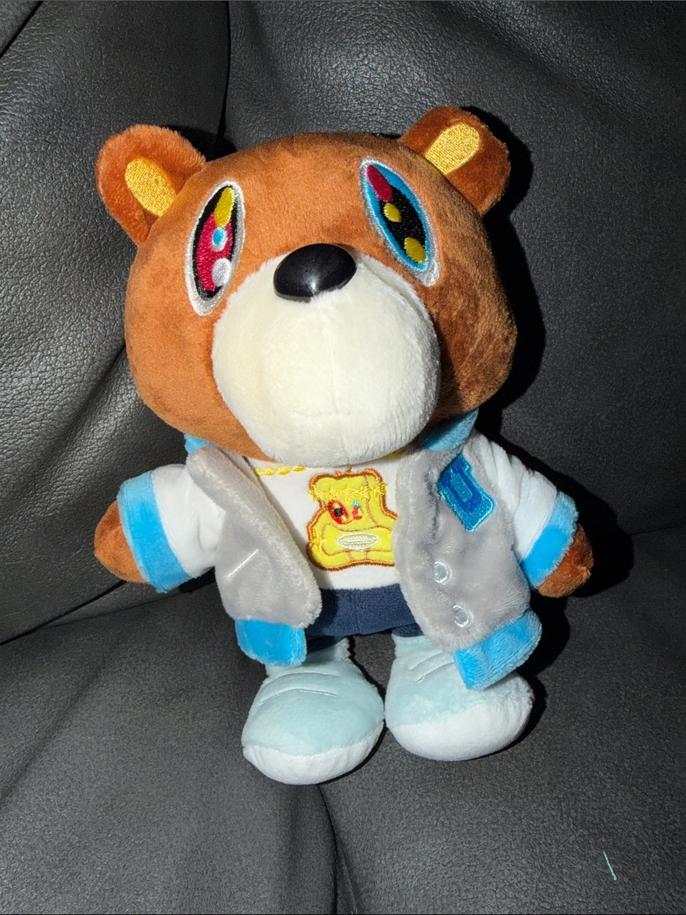 Kanye west rapper hip hop music Plush Brown Bear with Blue Jacket - Kids Toy